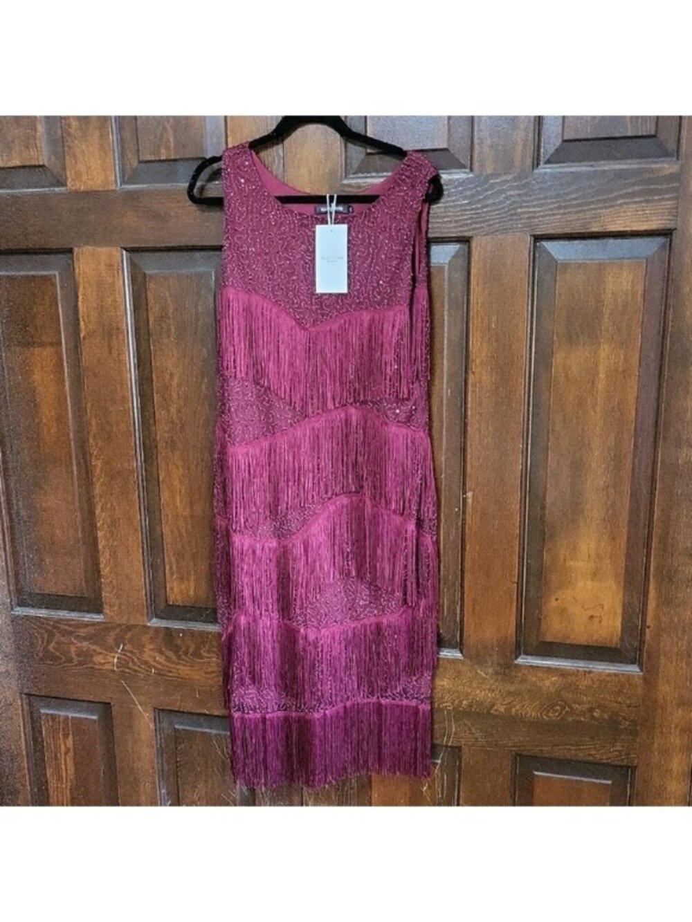 BABEYOND Fringe Burgundy Dress